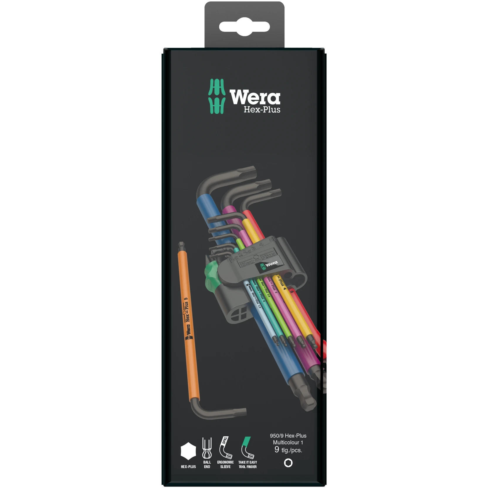 950/9 Hex-Plus Multicolour 1 SB L-key set, metric, BlackLaser (05073593001)