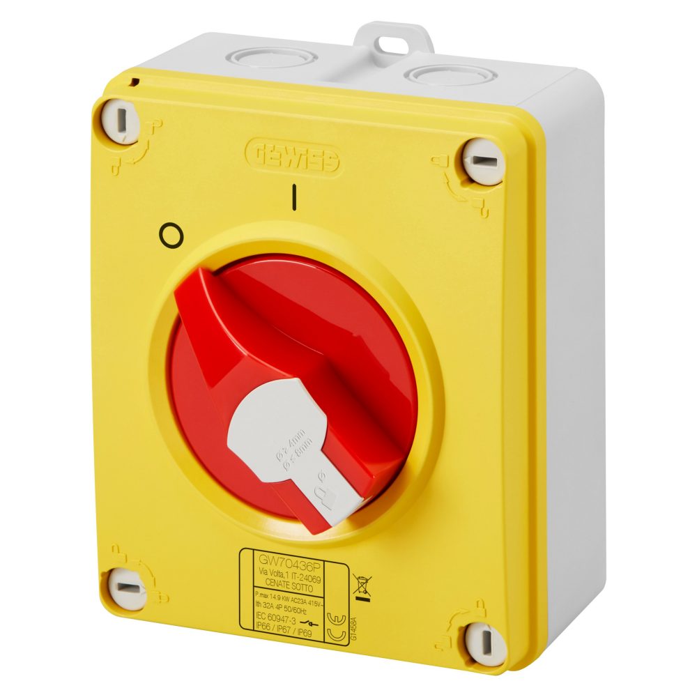 Gewiss GW70435P 32A 3P Lockable Red Knob