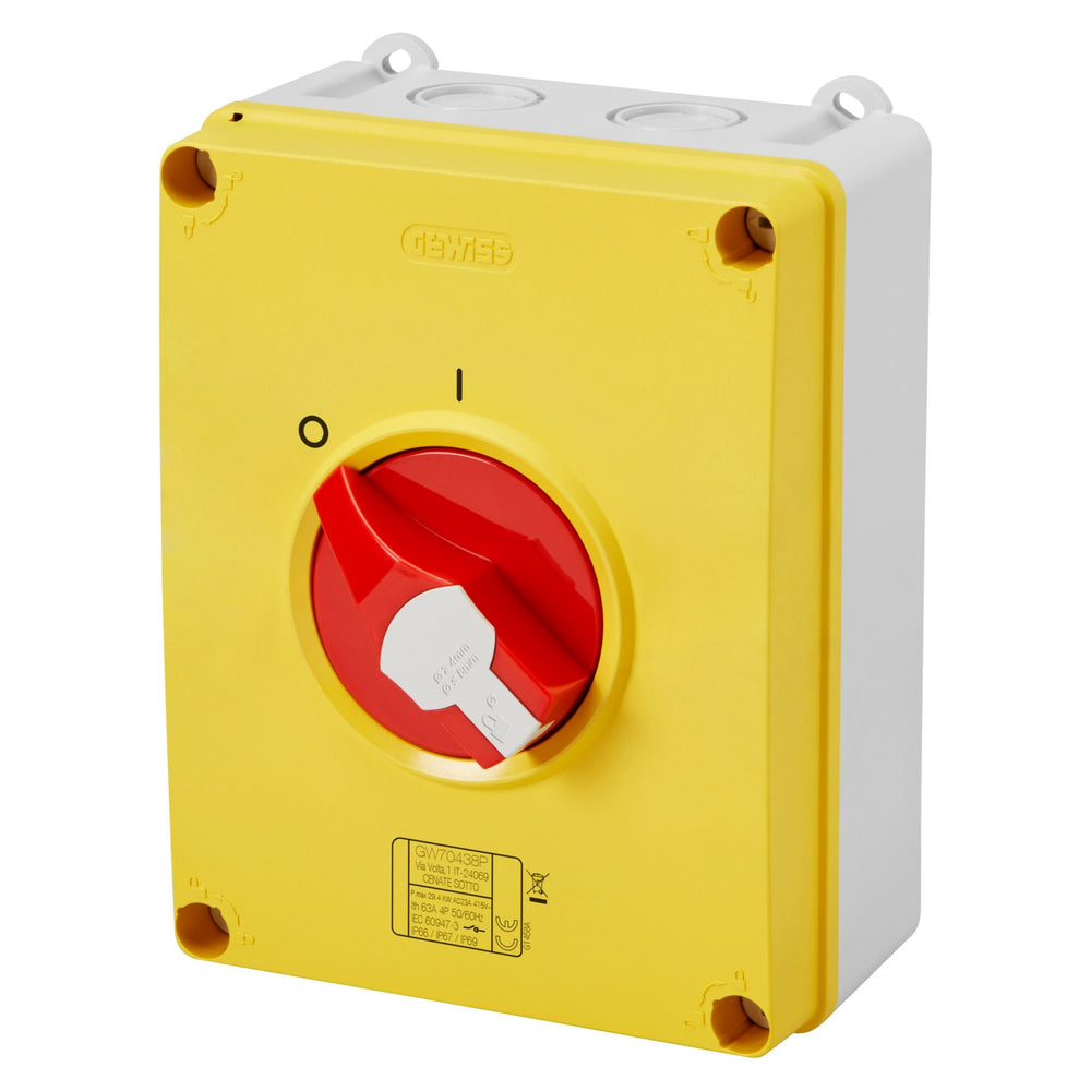 Gewiss GW70438P 63A 4P Lockable Red Knob