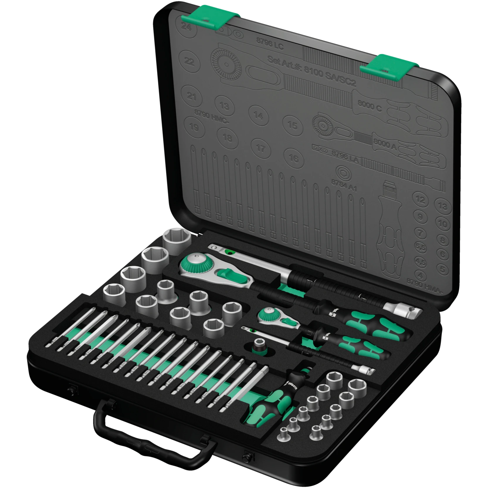 8100 SA/SC 2 Zyklop Speed Ratchet Set, 1/4" drive and 1/2" drive, metric (05160785001)